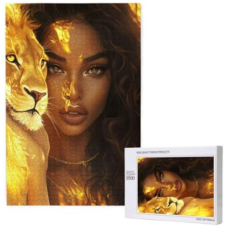 Puzzle 5000 Teile Löwe Puzzles für Erwachsene Frau HD Puzzel Anspruchsvolles und Lustig Kreatives Unterhaltungsspiel, DIY Holzpuzzle für Erwachsene Als Feiertage Zimmer Deko Geschenk fur Frauen M-1162