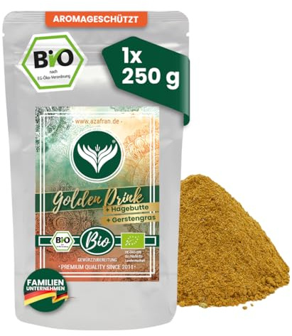 Azafran BIO Golden Drink PLUS 250g | Würzige Gewürzzubereitung für Goldene Milch & warme Getränke