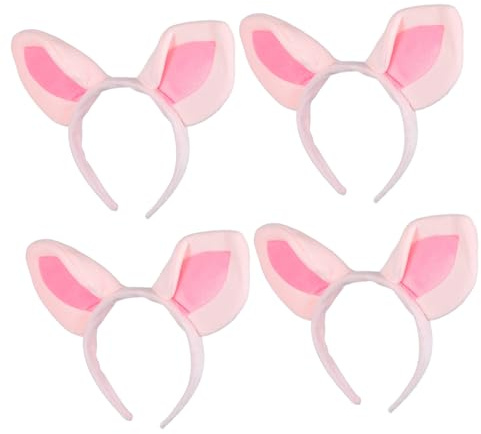 Plüsch Schweineohren Haarreif 4 Stück-pack Rosa für Halloween Party