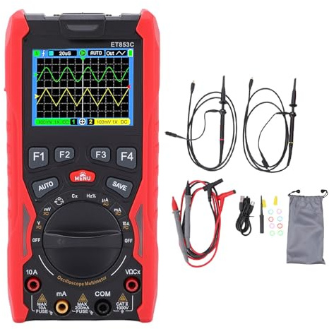 Denash Digitales Oszilloskop Multimeter 3 in 1 Handheld, DC -Spannung 20.000mv ~ 1000 V mit Einer 70 -MHz -Bandbreite, 200 M/s Probenahmerate für Elektronische Messung, Widerstand,