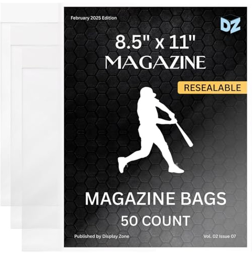 (50 Count) Display Zone Magazine Bags 8-3/4 X 11-1/8 - Acid-Free Polypropylene Plastic Sleeves - Crystal Clear Protection for Your Magazines - Archival Storage Covers for Collectors (Resealable)