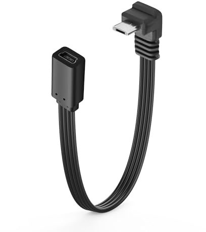 JSADZKJ Micro USB to Mini USB Flat Extension Cable,Micro 5P Male to Mini USB 5P Female Connector Adapter Support 5V/1.5ACharge & 480MbpsData Sync for MP3 Player,Digital Camera 7.87in (Up)
