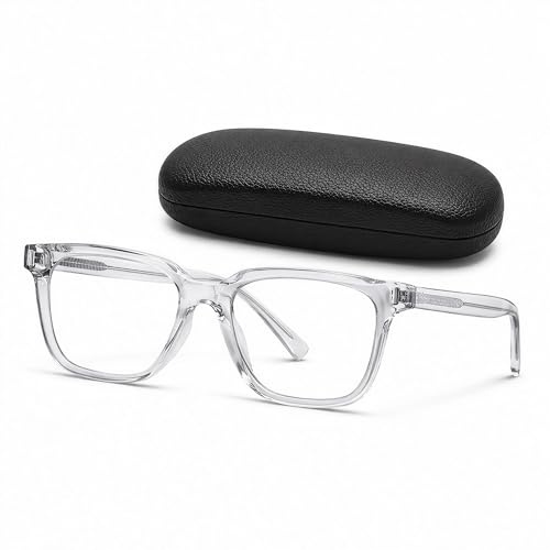 Rhyfzeltyr Blaulichtfilter Brille Herren Damen - TR90 Rahmen & CR39 Gläser | Brille ohne Stärke mit Brillenetui, Blaulicht Brille als Bildschirmbrille für Gaming & Büro, Durchsichtige Brille