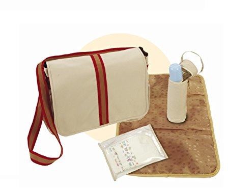 roba Wickeltasche, Tasche inkl. Wickelplatte, Windelbeutel & Flaschenschutz, Canvas beige