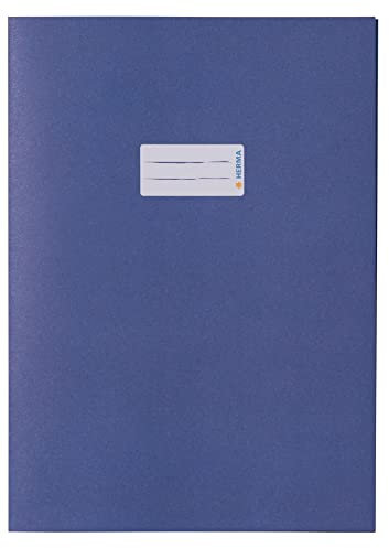 HERMA 5533 Heftumschläge A4 Papier Blau, 10 Stück, Hefthüllen mit Beschriftungsfeld aus extrem kräftigen Papier & satten Farben, Heftschoner Set für Schulhefte, farbig