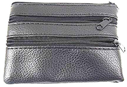 Unisex Soft Black Genuine Leather Coin Pouch