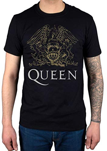 Official Queen Crest T-Shirt, Black, S