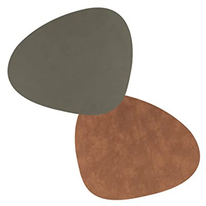 LindDNA Curve Tischset, Leder, Grün/Natur, 37 x 44 cm