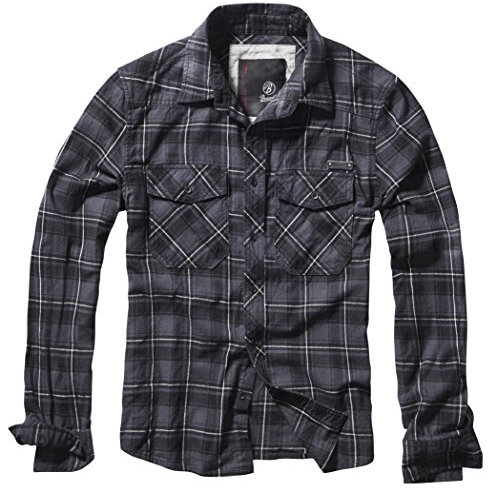 Brandit Chemise À Carreaux Homme Chemise en Flanelle Gris/Noir/Blanc 3XL