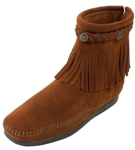 Minnetonka Women's High Top Back Zip Boots, Brown, 9 M US