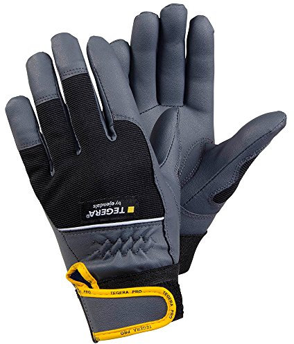 Ejendals Handschuh Tegera 9105 aus Synthetikleder, Größe 9, 1 Stück, schwarz/grau/gelb, 9105-9