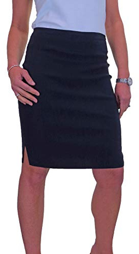 Women's Stretch Bodycon Pencil Skirt Slim Knee Length Navy Blue (18)