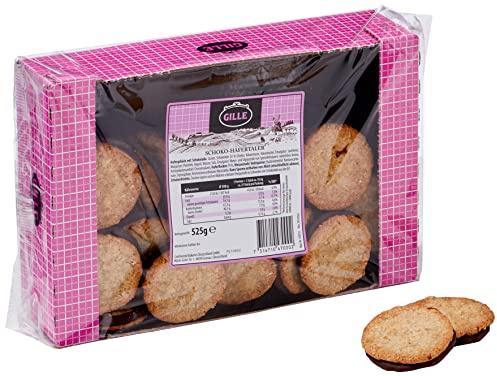 Gille Schoko-Hafertaler Double Choc | Schwedische Haferkekse mit Schokolade | Doppelt schokoladig gefüllt | Knuspriges Gebäck aus Schweden | große Vorratspackung 525 g