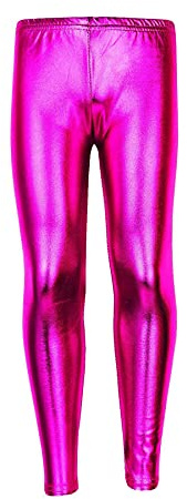 A2Z 4 Kids Girls Leggings Metallic Shiny Disco Fashion - Metalic Legging Pink 7-8