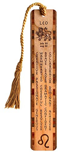 Löwe-Sternzeichen, Kunstwerk und positive Persönlichkeitsmerkmale, graviertes Holz-Lesezeichen – auch mit Personalisierung erhältlich – hergestellt in den USA