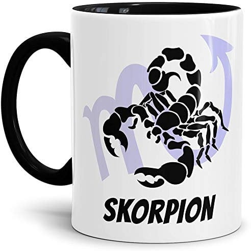 Tasse mit Design Sternzeichen Skorpion Farbtasse Innen und Henkel Schwarz/Mug/Cup / - Qaulität Made in Germany