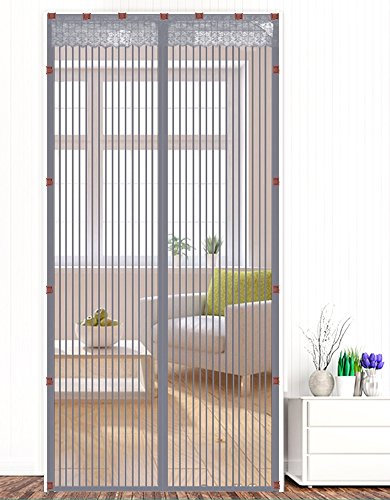 Liveinu Magnet Fliegengitter Tür Insektenschutz Mit Klebstoff-Clip Magnetvorhang Klebmontage Ohne Bohren Moskitonetz Für Balkontür Wohnzimmer Schiebetür Terrassentür Grau 80x210cm