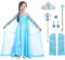URAQT Kleid Prinzessin Kostüm Kinder Mädchen, Krone Kleid Kinder Kostüm 9-teiliges Set mit Diadem Handschuhe Zauberstab usw für Weihnachten Verkleidung Karneval Halloween,100CM