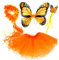 Tante Tina - 4-pièces Déguisement de fée Papillon - Ailes, Baguette, Serre-tête et Jupe - Monarque Orange