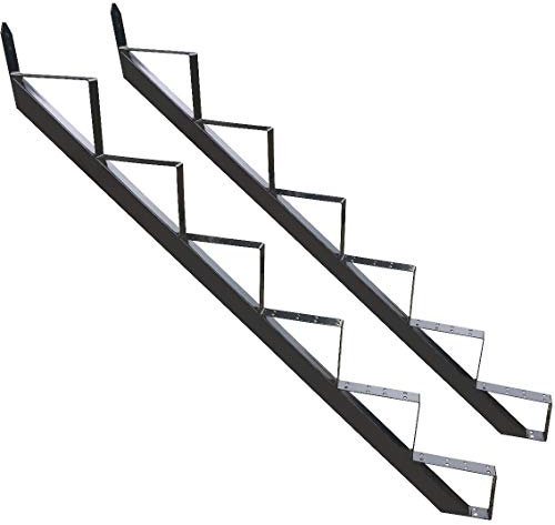 Treppenrahmen 2-10 Stufen-Wahl Stahl-Treppe RAL 7016 Anthrazit Treppenholm/Wählen Sie die Stufen-Anzahl (2 stufig) (6 stufig)
