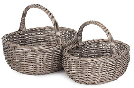 Red Hamper Wicker Shopping Basket, Brown, Set of 2
