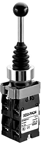 Heschen Interruptor de palanca monopalanca, XD2-PA24, SPST, 4NO, Tipo momentáneo de 4 direcciones, Ui AC660V, Ith 10A
