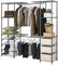 Racking Solutions Extendable Chrome Wardrobe Clothes Rail With 3 x Cream Linen Pull Out Storage Baskets 2013mm H x 1710/2100mm W x 457mm D