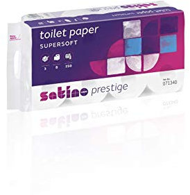 Satino by WEPA Prestige Toilettenpapier 3lagig I 8 Rollen mit je 250 Blatt I Zellstoff I hochweiß I 071340