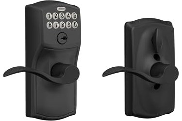 Schlage Camelot Keypad Entry with Flex-Lock and Accent Lever, Matte Black, FE595 CAM 622 Acc