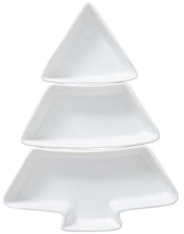 HEMOTON Vassoio per snack a forma di albero di Natale, per caramelle, snack, frutta secca, piatti in ceramica, con sezioni, antipasti, salse, piatti per feste di Natale