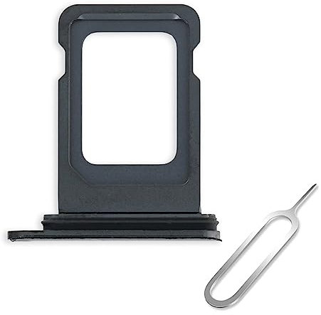 Cemobile SIM-Kartenfach Slot Halter Ersatz mit wasserdichtem Gummidichtungsring für iPhone 11 + SIM-Kartenfach offener Auswurfstift (schwarz)