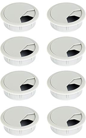 ALUSFERA Kabeldurchführung - Kabeldurchlass 60mm - Kabeldurchführung Schreibtisch 8 Stück - Kabeldose Grau Farbe - Rundschreiben Schreibtisch Kabeldurchführung - Tischdurchführung