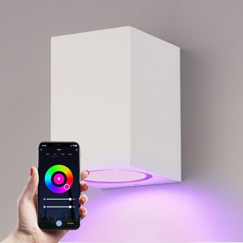HOFTRONIC Marion - Smart Wandleuchte - Außenlampe WiFi + Bluetooth - Alexa, Google Home & Siri - Down Light - RGBWW - Weiß - Für innen & außen (Smart home Außenbeleuchtung)