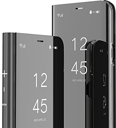 IMIRST iPhone 13 Pro Max Case, Mirror Design Clear View Flip Bookstyle Luxury Protecter Shell With Kickstand Case Cover for Apple iPhone 13 Pro Max 6.7 2021. Flip Mirror: Black