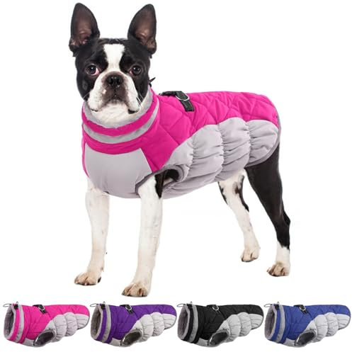 OUOBOB Hunde-Winterjacke, gemütlicher, reflektierender, wasserdichter Hundemantel, winddicht, warmes Haustierkleidung, bequemes kaltes Wetter, Fleece-Bekleidung, mittelgroße und große Hunde, Welpen