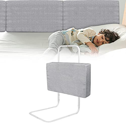 LZQ Kinderbettgitter Bettschutzgitter,Rausfallschutz Bett für Kinder 60cm,Höhenverstellbar Bettgitter für Kinderbetten,Elternbetten und Alle Matratzen Massivholzbetten(Grau)