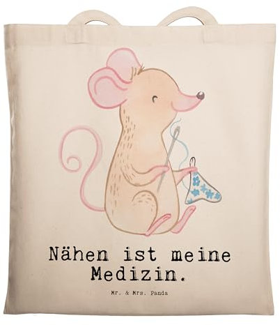 Mr. & Mrs. Panda Tragetasche Nähen - Geschenk, Sportart, Shopper, Strandtasche, Gewinn, Einkaufstasche, Nähkurs, Schultertasche, Sport,