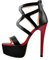 Only maker Sandalo da donna con tacco alto, nero/rosso., 39 EU