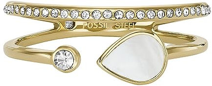 Fossil Damenring, Teardrop Weißer Perlmutt Prestack Ring