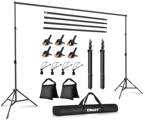 EMART Photo Backdrop Stand Kit, 6.9 x 10 ft (H X W) Adjustable Photography Background Support System for Video Studio Photographic Booth, Back Drop Holder Frame