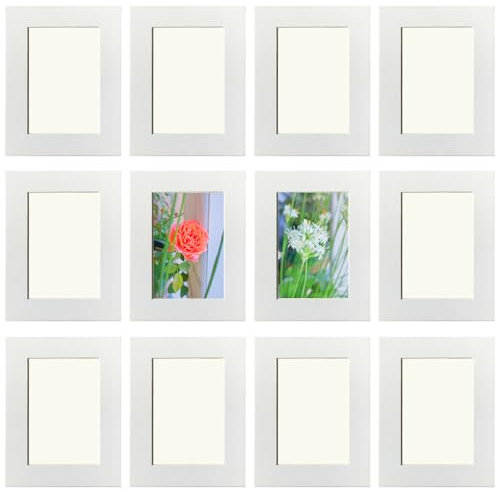 YIYINOE 12er 9x13 cm Bilderrahmen Set,Pappe Bilder Rahmen mit Schutz Kunststoffmembran,Wandmontage Fotogalerie Display für Collage,Fotos,Bilder,Fotorahmen Familie,Weiß