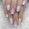 24 Stück Nägel zum Aufkleben Kurz Eckig, Rosa Farbverlauf French Press on Nails, Glänzend Kunstnägel Fake Nails mit Nagelkleber Aufkleber, Acryl Künstliche Nägel für Frauen und Mädchen