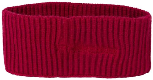 styleBREAKER Damen Strick Stirnband mit Rippenmuster, styleBREAKER Logo Stick, warmes Winter Haarband, Headband 04026068, Farbe:Bordeaux-Rot