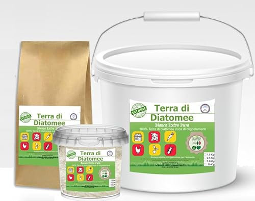 TERRA DIATOMEE DIATOMEA 100% farina fossile naturale non calcinata, ultrapura, ECOCERT Agricoltura Biologica, protezione ecologica, disponibile da 1,5 a 20 kg
