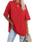 Ebifin Oversize T Shirt Damen Rundhals Kurzärmeliges Tops Casual Lockere Basic Sommer Tee Shirts Bluse.Rot.XL