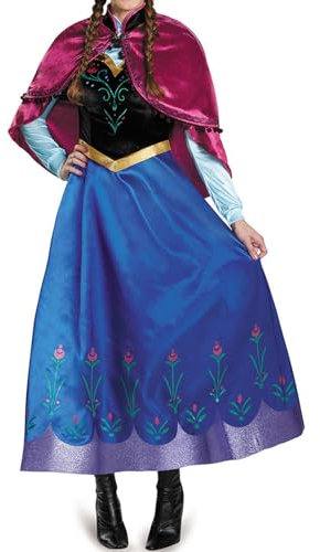 YEAJION Damen Anna Prinzessin Kleid mit Perücke Schneekönigin Verkleidung Prinzessin Anna Cosplay Kostüm Weihnachten Halloween Karneval Party Bühnenauftritt Kostüm für Erwachsene