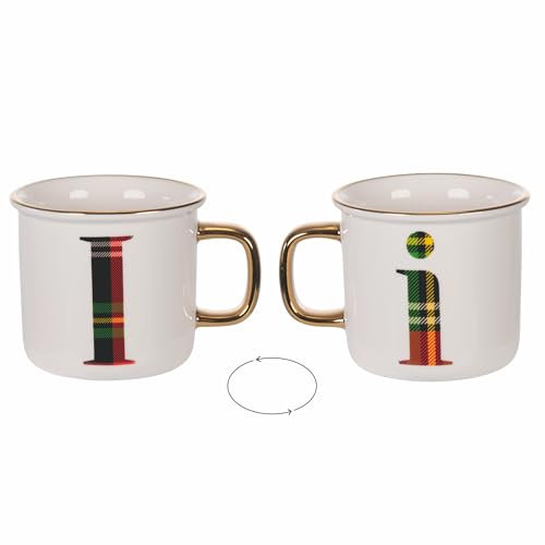 Villa d'Este Home Tivoli Tasse 300 ml aus New Bone China, Tartan, Monogram I
