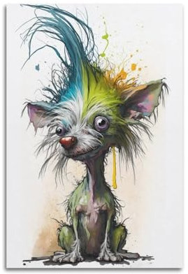 FYRCO Vintage-Poster mit niedlichem Hund, Graffiti auf einem Wappen, dekoratives Gemälde, Leinwand-Poster, 40 x 60 cm