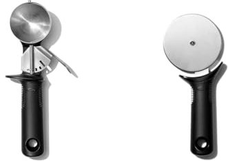 OXO Good Grips Classic Swipe Ice Cream Scoop, Black/Stainless Steel & Good Grips 8.9 cm Pizza Wheel, Black