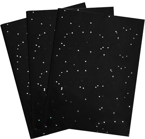 Jwssor Glitzer-Seidenpapier, 50 x 35 cm, Schwarz, 20 Blatt, Weihnachts-Glitzer-Seidenpapier zum Verpacken von Blumen und Geschenken
